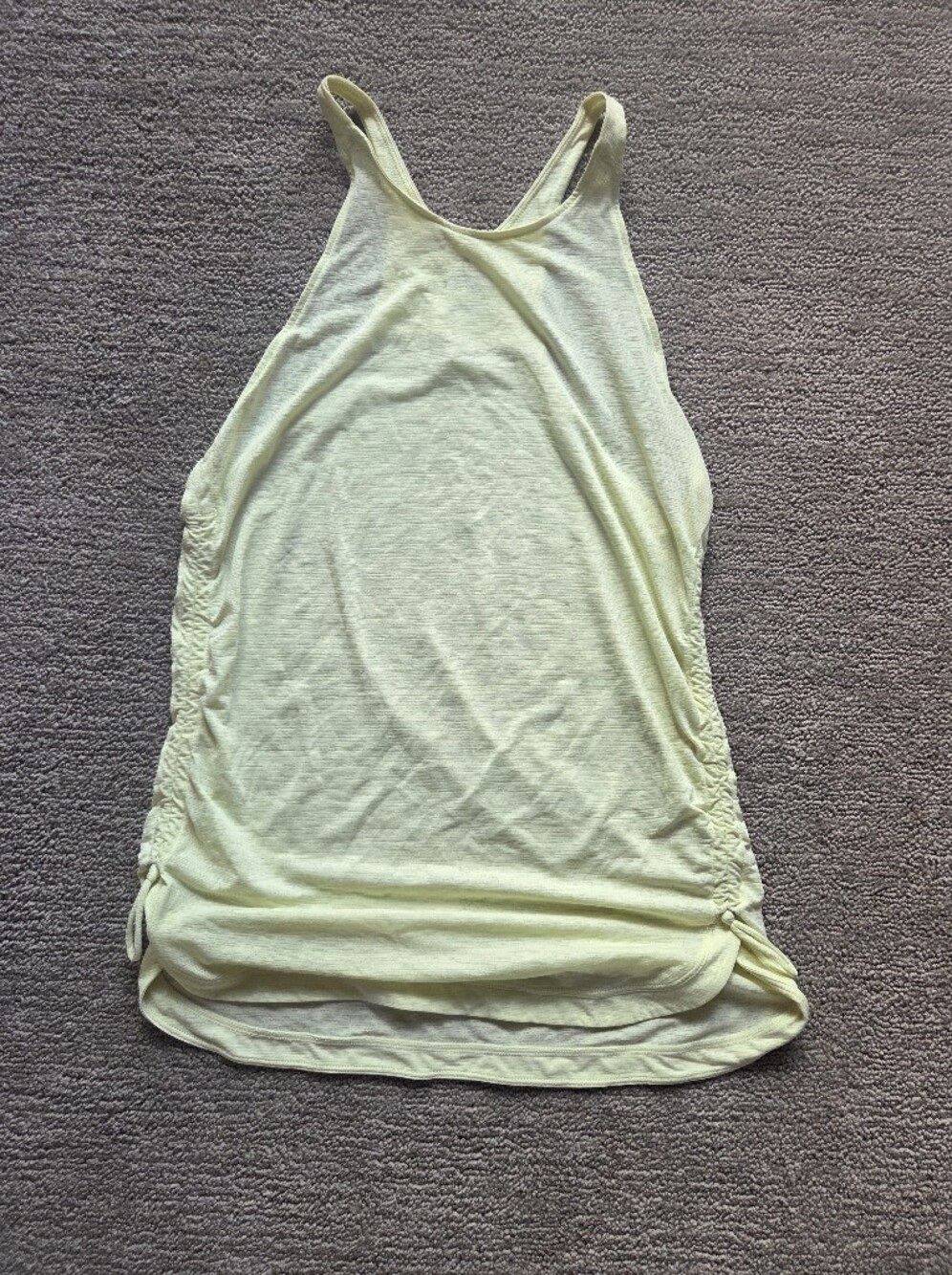 Prana Light Yellow Racerback Tank with Side Ruching